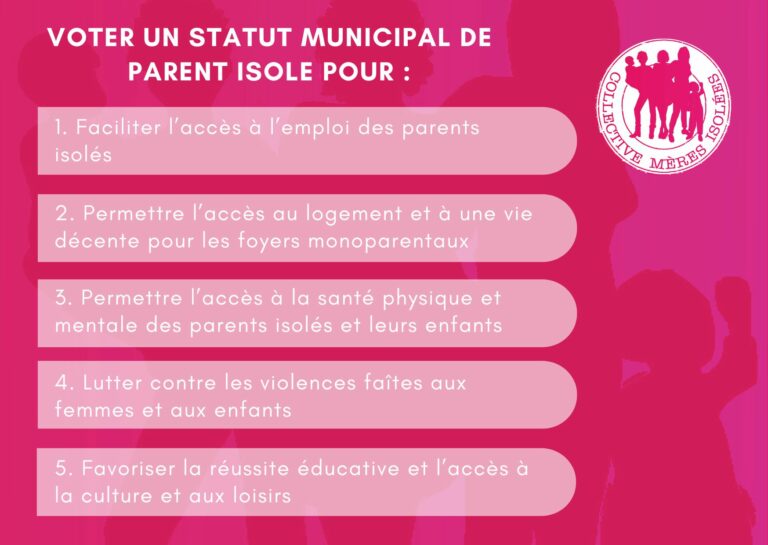 Plan pour la création d&rsquo;un statut municipal de parent isolé